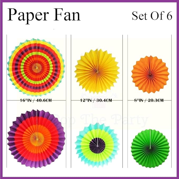 Paper fan Malticolor - Pack of 6 pcs