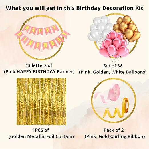 Happy Birthday Decoration kit For Birthday Girls