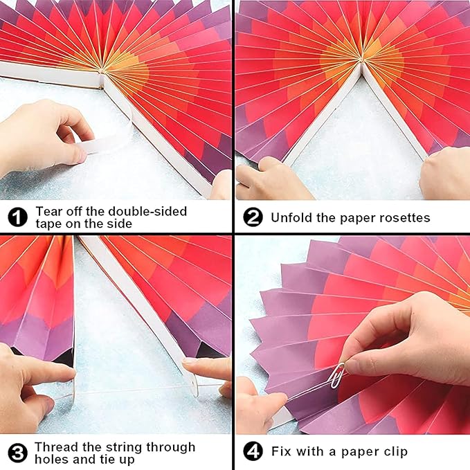 Paper fan Malticolor - Pack of 6 pcs