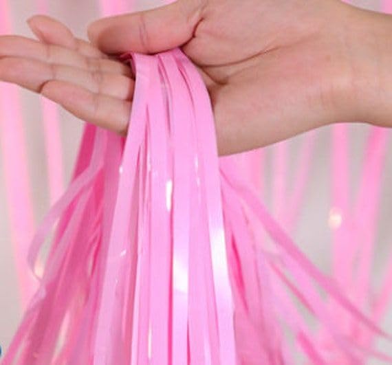 Pastel Pink Fringe Curtain for Decoration - 2 pcs