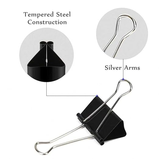 Binder Clip 51mm Black Pack of 12pcs