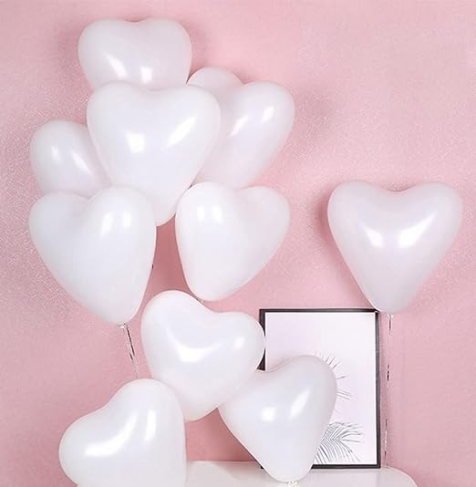 Heart Shaped White Balloons