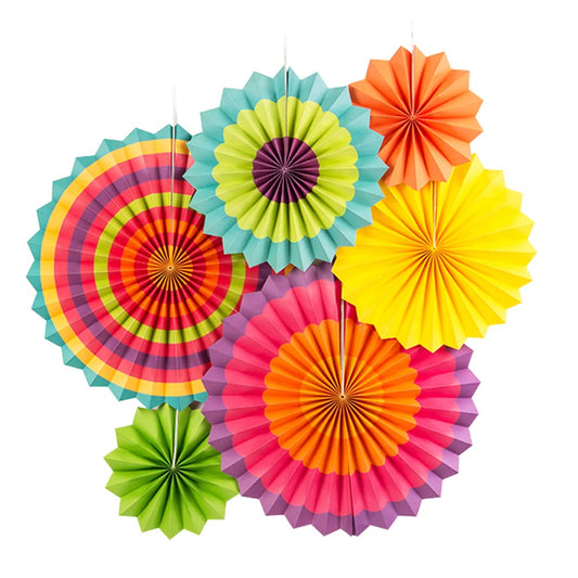 Paper fan Malticolor - Pack of 6 pcs