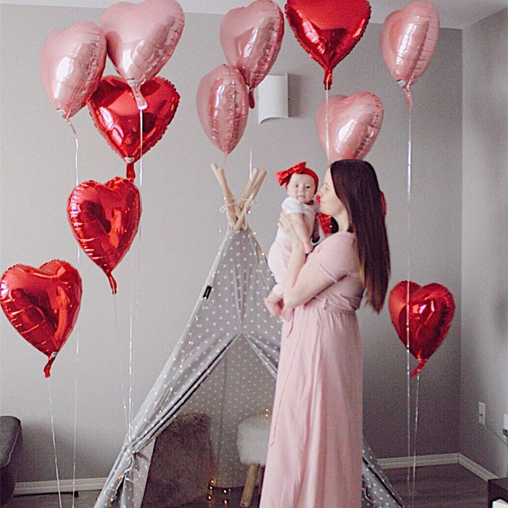 Red Heart Balloons 20 Heart Shaped Balloons with I Love U heart Balloon
