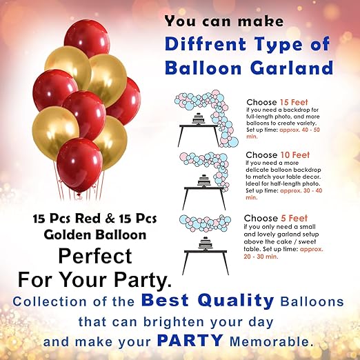 Red and Gold Balloons For Decoration with love balloon - 31pcs