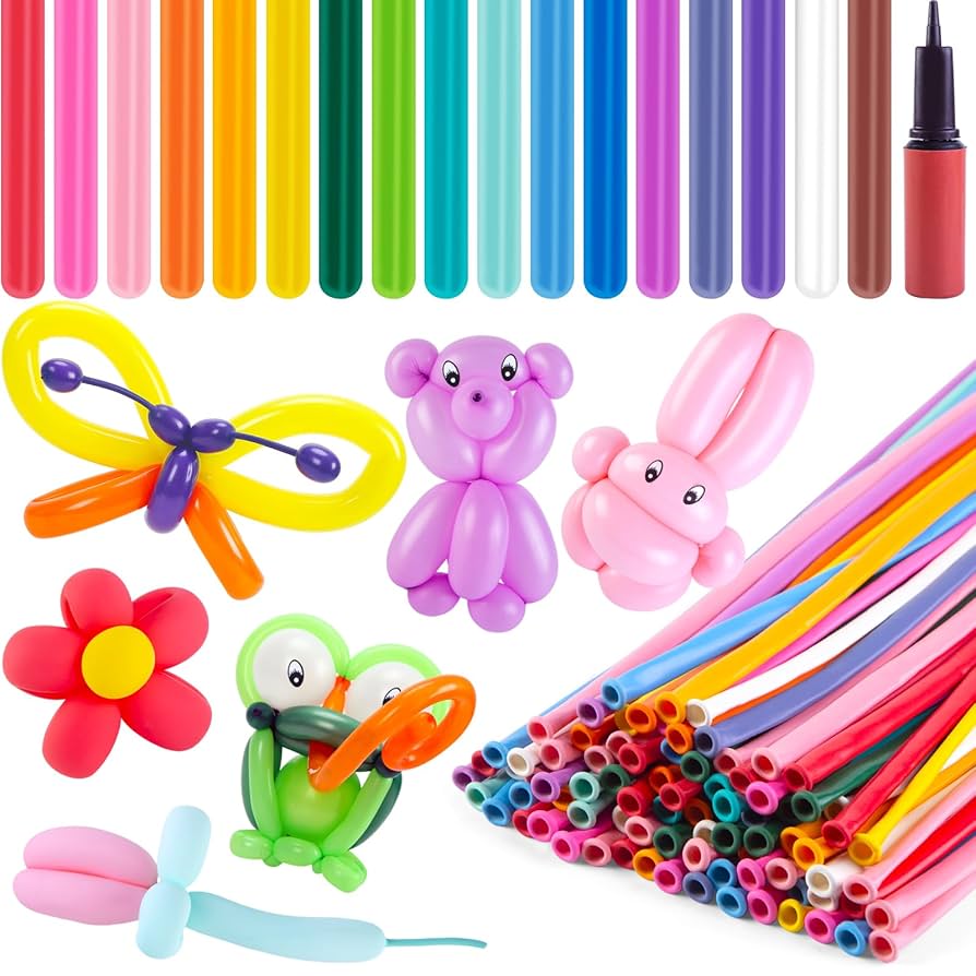Animals Kit Twisting Balloons 100pcs with 1 Free Air Pump.