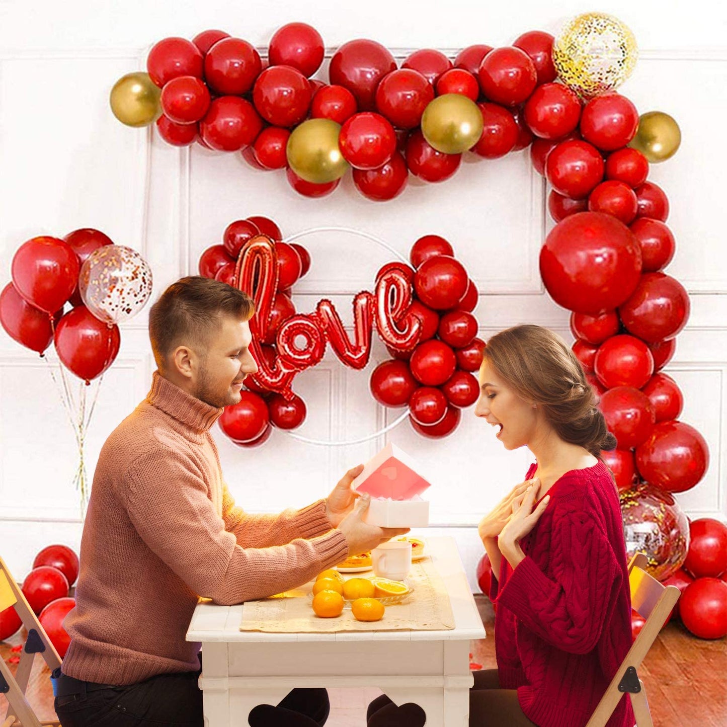 Red and Gold Balloons For Decoration with love balloon - 31pcs
