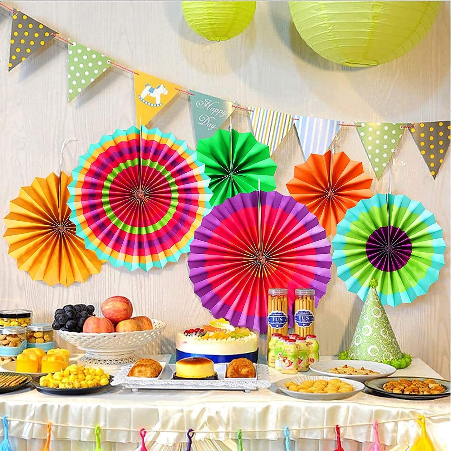 Paper fan Malticolor - Pack of 6 pcs