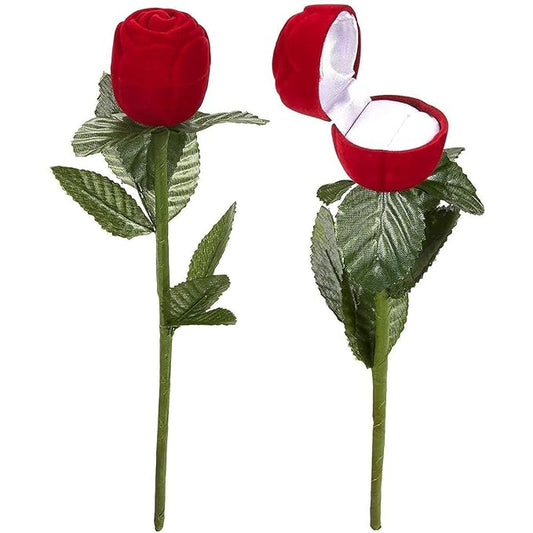 Red Rose Artificial Flower Ring Box ( Pack of 2 pcs )