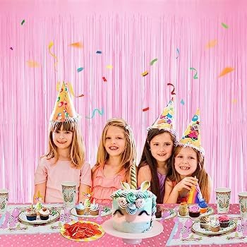 Pastel Pink Fringe Curtain for Decoration - 2 pcs