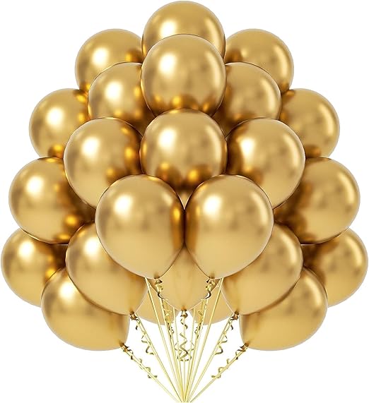 Golden Chrome Balloons 50Pcs