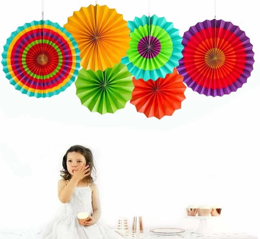 Paper fan Malticolor - Pack of 6 pcs