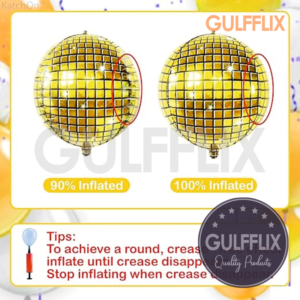 Gold Disco Ball Balloons Big Size Set of 6pcs