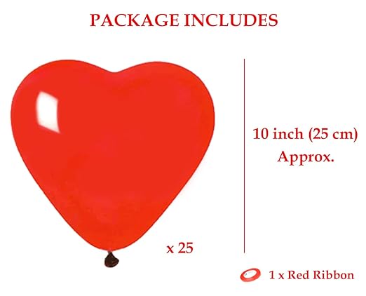 Red Heart Shaped Balloons Red - 25pcs