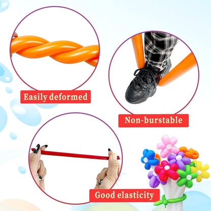 Long Slim Twisting Balloons Pack of 100pcs