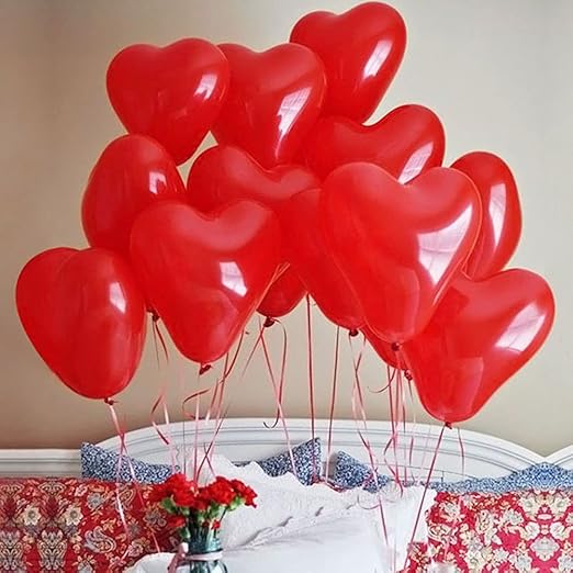 Red Heart Shaped Balloons Red - 25pcs