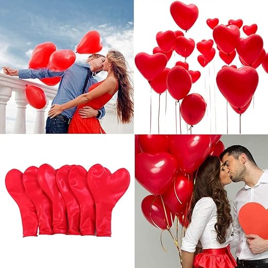 Red Heart Shaped Balloons Red - 25pcs