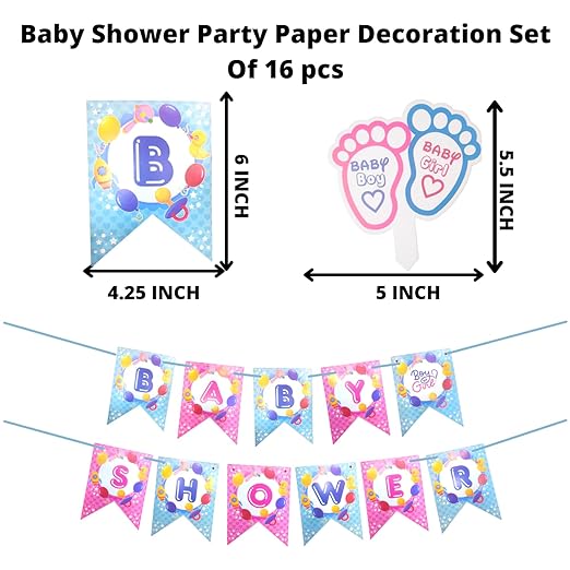 Baby Shower Decoration Paper Cutout kit ( Pack of 16 Pcs )