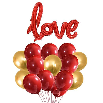 Red and Gold Balloons For Decoration with love balloon - 31pcs
