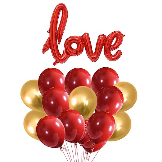 Red and Gold Balloons For Decoration with love balloon - 31pcs