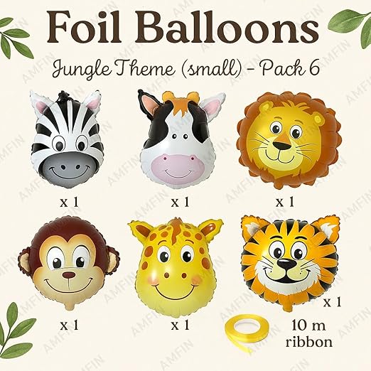 Jungle Theme Balloons - Pack of 6 Pcs