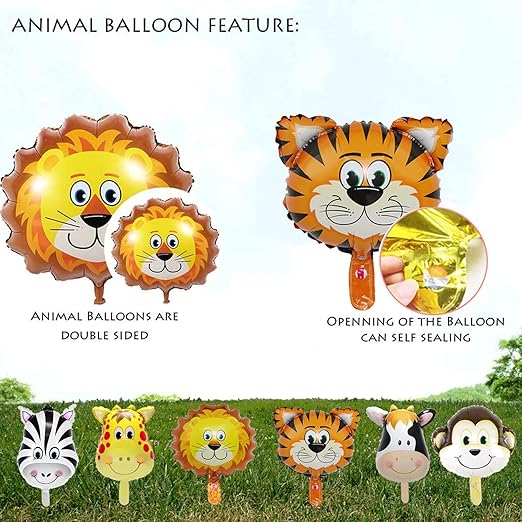 Jungle Theme Balloons - Pack of 6 Pcs
