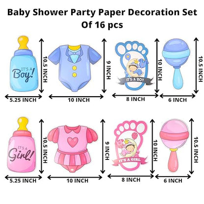 Baby Shower Decoration Paper Cutout kit ( Pack of 16 Pcs )