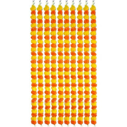 Marigold Artificial Flowers for Decoration - Pack of 10 Pcs
